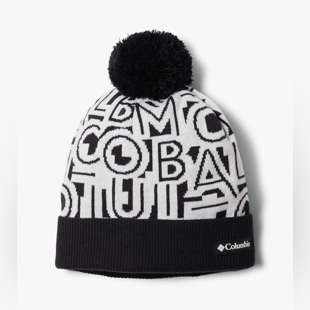 Columbia Men's Polar Powder Beanie Black & White O/S Winter Omni-heat Outdoor